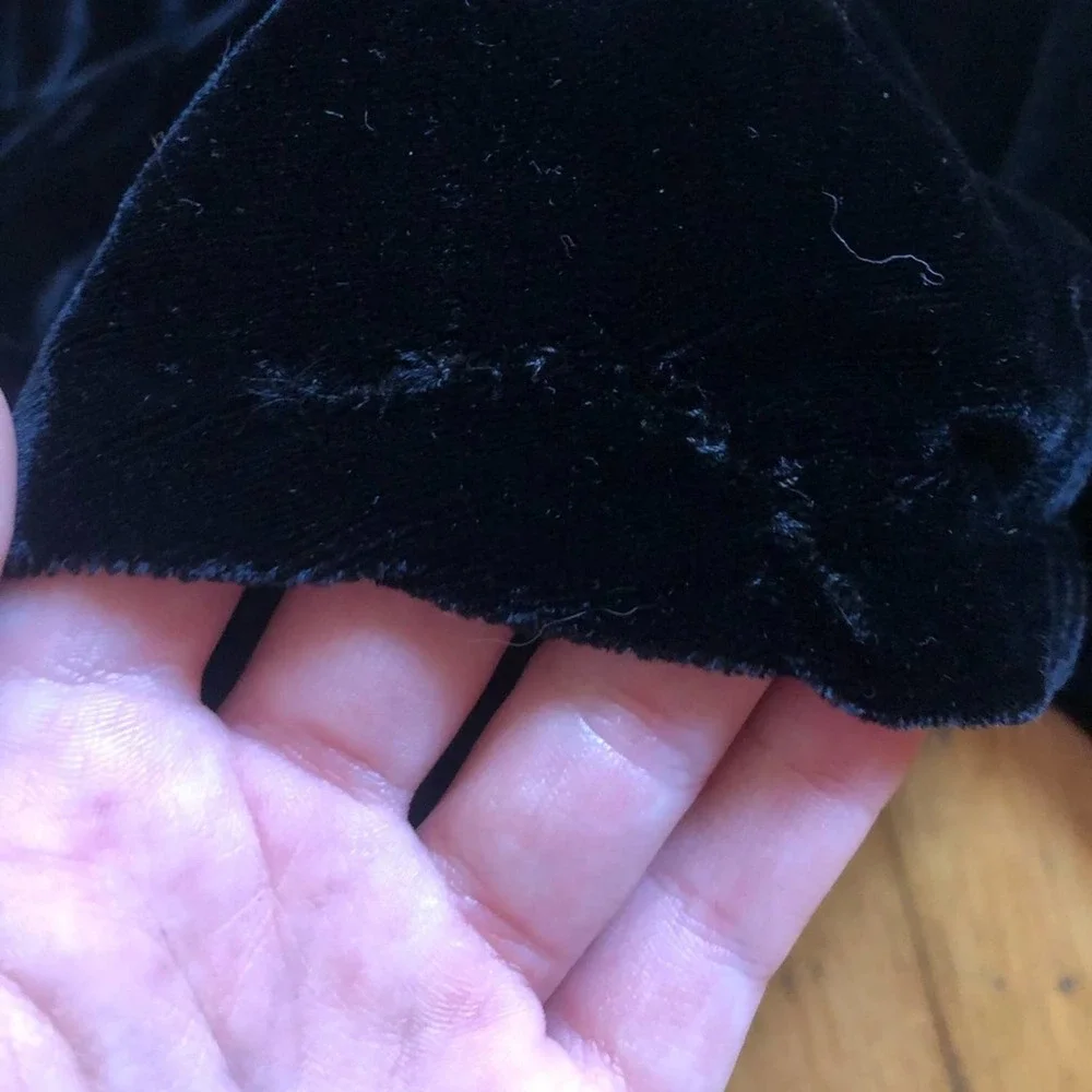 30s Vintage Art Deco Bias Cut Silk Velvet Black Dress - Picture 9 of 13